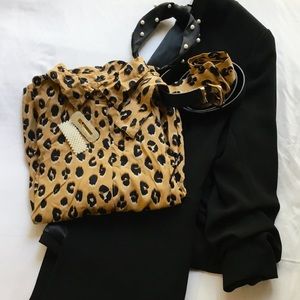 Leopard Print Midi Button Down Collard Dress